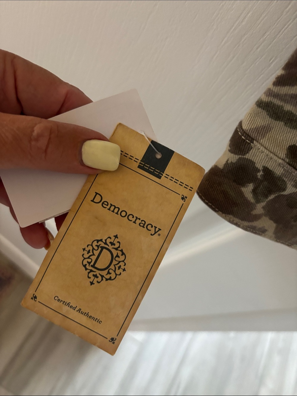NWT Democracy Green/Beige/Brown Camo Inspired Jean Jacket SZ XL - Picture 8 of 16